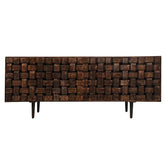 Corsica Woven Aged Solid Mango Wood Storage Cabinet Unit Sideboard